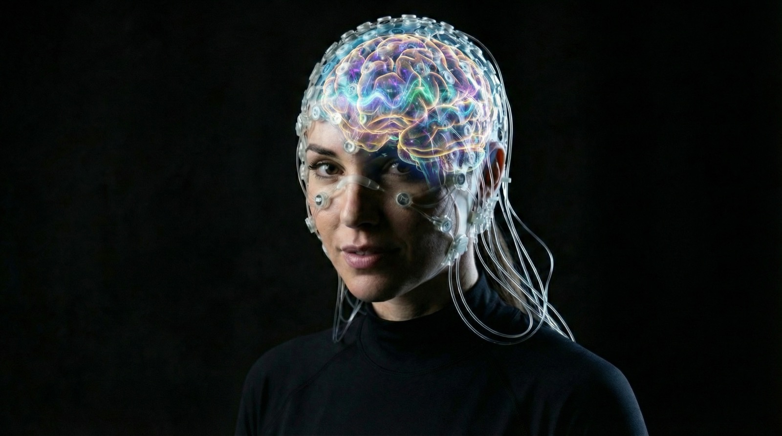 280-channel HD-EEG map on a transparent brain