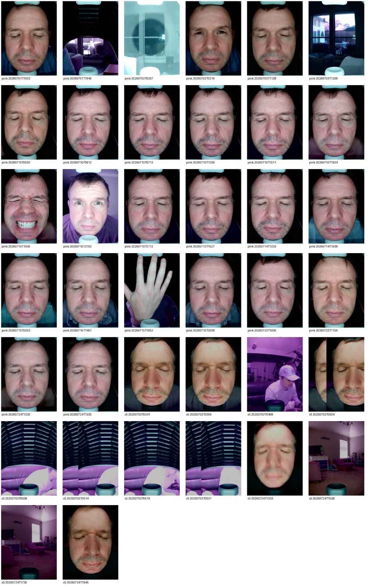 Face Lab capture history contact sheet